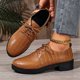 thumbnail image 1 of Xucatan Women's British Style Leather Loafers, Fashion Lace-Up Low Top Shoes with Mid Heel, Comfortable Casual & Dressy Oxfords for Women Gift, 1 of 8