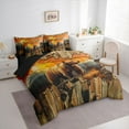 thumbnail image 3 of jejeloiu Jungle Bear 7pcs Bedding Comforter Set,Wild Animal Queen Bedding Sets,Orange Sunset Queen Sheet Sets For Men Women,Microfiber Bedroom Decor Reversible, 3 of 8