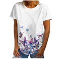 thumbnail image 2 of SMihono Hauts pour Femmes Été Chic Décontracté Mode Femme Décontracté Col Rond Blouse à Imprimé T-Shirt à Manches Courtes Hauts d'Été T-Shirt Grande Taille, 2 of 5