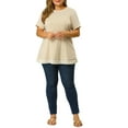 thumbnail image 2 of Women's Plus Size Lace Short Sleeve Swing Mesh Peplum Top, 2 of 8