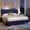 Navy Blue, variant on EnHomee Queen Bed Frame with Adjustable Headboard Upholstered Platform Bed Frame with LED Lights & Charge Station ,Gray