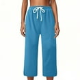 thumbnail image 3 of Mohiass Petite Wide Leg Pants for Women Women's Capris Clearance Ladies Capri Pants Capris Pants for Women Blue 2XL, 3 of 4