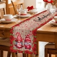thumbnail image 5 of Valentine's Day Table Runner - 120 Inch Long Red Gnomes Roses Love Wood Grain Brown Cotton and Linen Blended Dress Scarves Farmhouse Table Runner for Kitchen Dining, Coffee Table, 13" x 120", 5 of 8