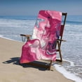 thumbnail image 4 of Pink Liquid Marble Printed Microfiber Sand Free Pool Towel Lightweight Oversized Quick Dry Absorbent Compact Travel Must Have for The Swimming Summer Cruise Ship Essenti, 4 of 8