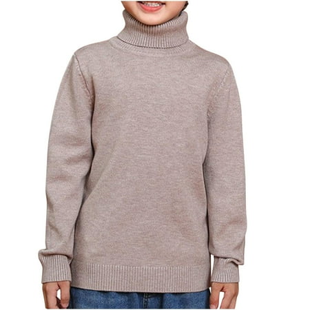

HAiming Childrens Knit Sweaters Long Sleeve Round Neck Pullover Tops Casual Solid Color Thicken Turtleneck Base Shirt