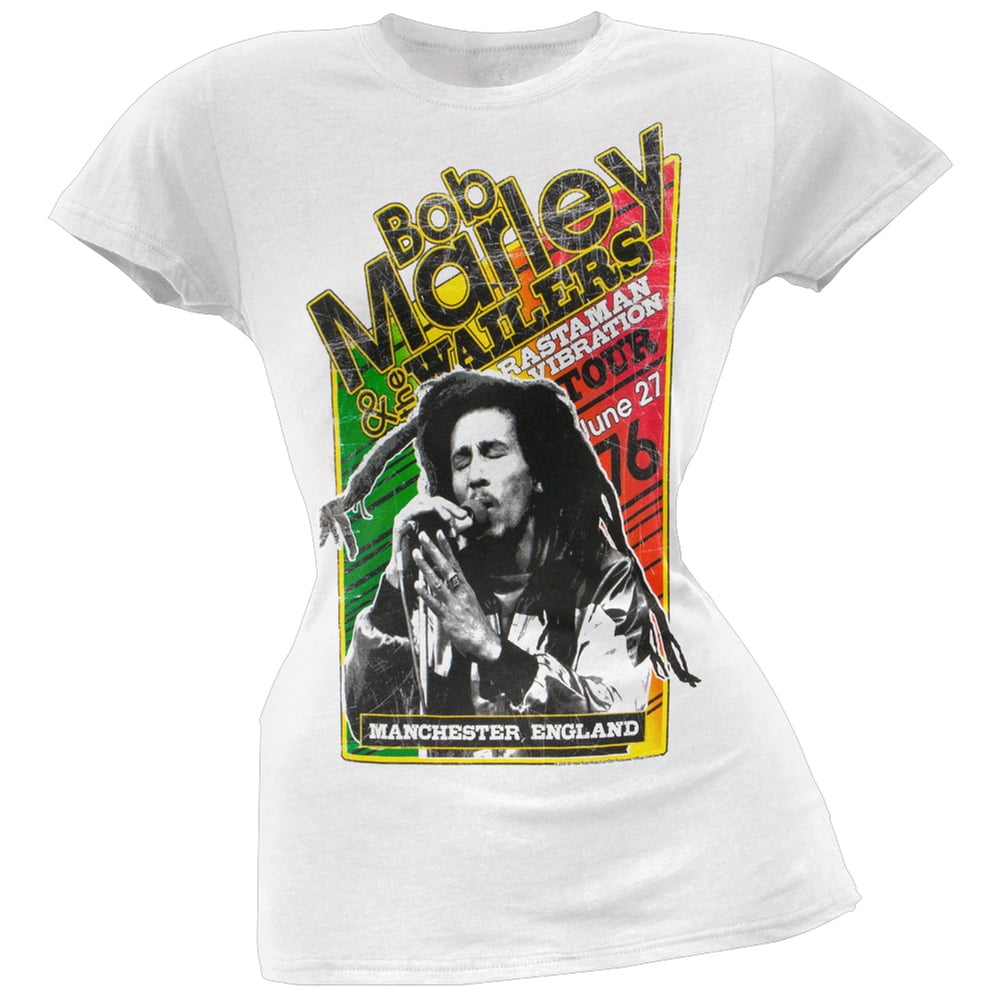 Bob Marley Bob Marley 1976 Wailers Rastaman Tour Juniors TShirt 2XLarge