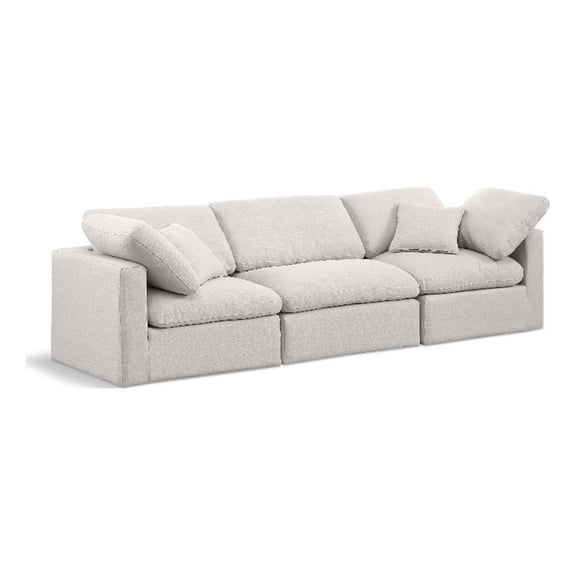 Meridian Furniture Indulge 94" Contemporary Fabric Modular Sofa in Cream