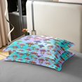 thumbnail image 4 of Erosebridal Boho Mushroom 100% Cotton Comforter Cover Queen, Neon Plant Bedding Queen Size, Bling Galaxy Reversible Bed Cover, Microfiber Bedroom Decorative, 3pcs（No Comforter）, 4 of 8