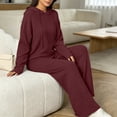 thumbnail image 7 of Ashirexll Pajamas for Women Set Ribbed Knit Hooded Long Sleeve Button Front Top with Matching Pants Loungewear Pajama Set, 7 of 7