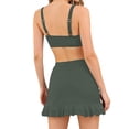 thumbnail image 3 of RYRJJ Womens Bikini Skirt Sets High Waisted Two Piece Swimsuits Summer Beach Tummy Control Mesh Swim Bathing Suits(Army Green,S), 3 of 6