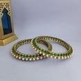 thumbnail image 2 of Efulgenz Beaded Bangles Faux Pearl Antique Boho Kundan Bangle Crystal Bracelet Bridal Wedding Party Statement Jewelry for Women (2 Pcs) Size 2.6, 2 of 6