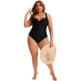 thumbnail image 5 of DARING DIVA Women's Plus 1 Piece Crisscross V-neck Swimsuit 1X Black, 5 of 7