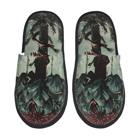 

Noikeo Zombie Flower Apocalypse Pattern Cozy Slippers Indoor for Women and Mens Fuzzy House Shoes Soft Plush Warm Slip-on Slippers-