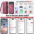 thumbnail image 3 of CaseMe Leather Case for iPhone Air,2 in 1 Detachable Wallet Case with 8-Card Holder Zipper Bills Slot,Magnetic Shockproof Flip Leather Cover Zipper Pocket Phone Cases,Red,For iPhone Air, 3 of 11
