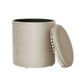 thumbnail image 6 of Kvell Pom Pom 15" Kids Storage Ottoman, Velvet Upholstery, Taupe, 6 of 9