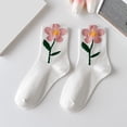 thumbnail image 6 of Women Crew Socks, Low Cut Cotton Socks,Breathable Floral Decorative Casual Funny Stretch Soft Summer Dress Socks White, 6 of 8