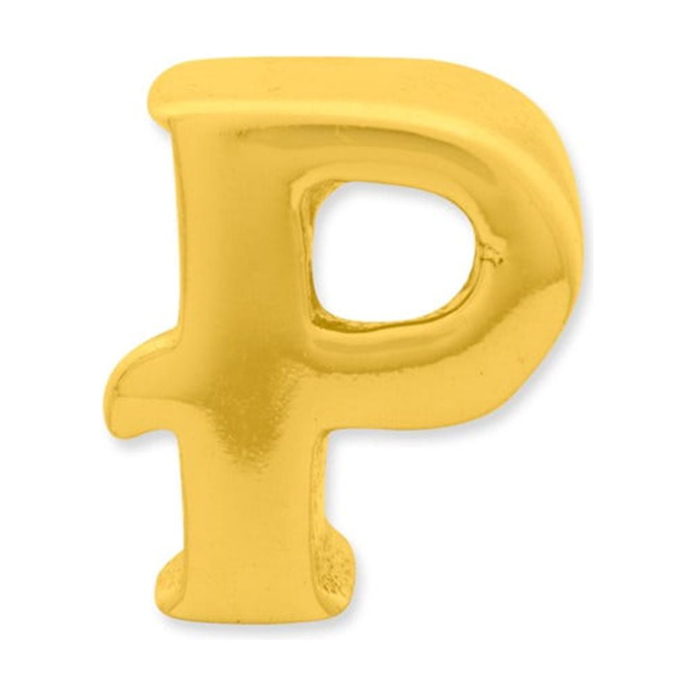 925 Sterling Silver Gold-plated Reflections Letter P Bead; for Adults and Teens; for Women and Men