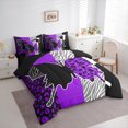 thumbnail image 3 of Homewish Purple Butterfly Animal Bedding Comforter Set 7-Piece, Romantic Valentines Day King Bedding Sets, Chic Leopard Zabra Print Reversible Bed Sheets, Luxury Bedroom Decor, 3 of 7