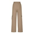 thumbnail image 6 of UAMVSH Wide Leg Cargo Pants for Women Lightweight Fall Outdoor Athletic Pants with Pockets High Waist Hiking Workout Pants(X-Large,Khaki 1), 6 of 7