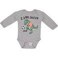 thumbnail image 3 of Inktastic I Love Soccer-Dinosaur in Orange Boys or Girls Long Sleeve Baby Bodysuit, 3 of 5