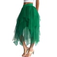 thumbnail image 3 of Womens Irregular Mesh Tulle Skirt High Waist Versatile Slimming Layered Tutu Skirt Dark Green XL, 3 of 7