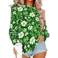 thumbnail image 3 of Craaazy Womens Loose St. Patricks Day Green Theme Leisure Irish Shamrock Crewneck Raglan Long Sleeve Pullover Tops Gifts, 3 of 6