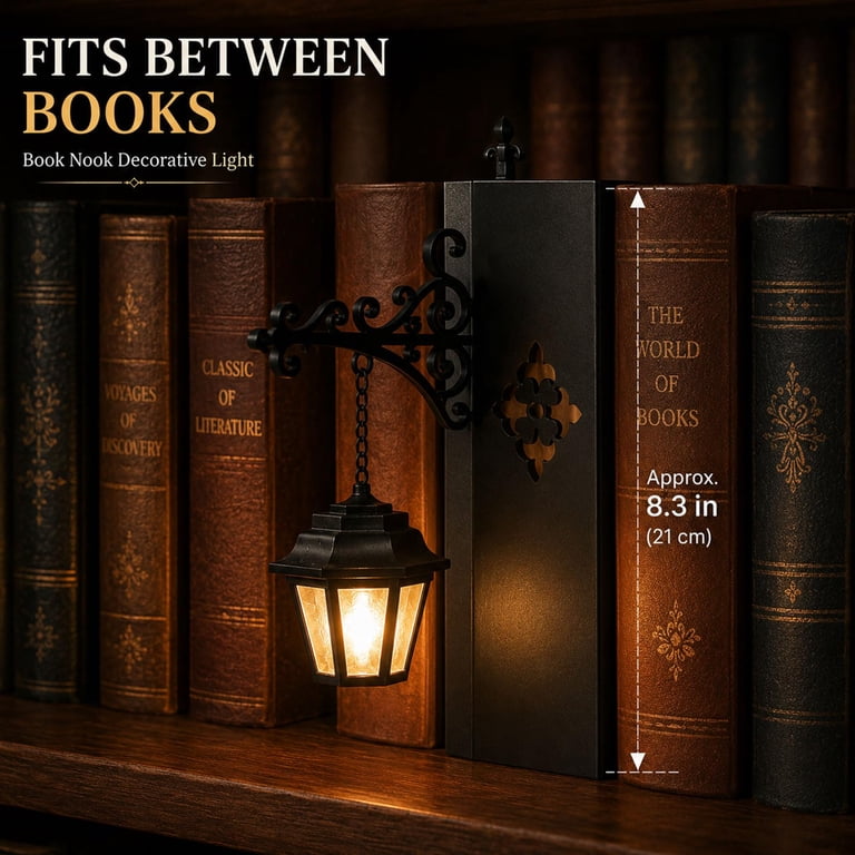 Library Lantern Decorative Bookshelf Light – Vintage LED Nightlight, Portable Shelf Lamp With Warm Glow, Book Lover Gift (3-Pack)