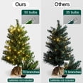 thumbnail image 3 of Mini Christmas Tree with Lights,Holiday Artificial Flocked Mini Christmas Tree Decoration,Includes 50 Led Warm Yellow Lights and Cloth Bag,Indoor Home Evergreen Tabletop Decor 2ft/24inch, 3 of 8