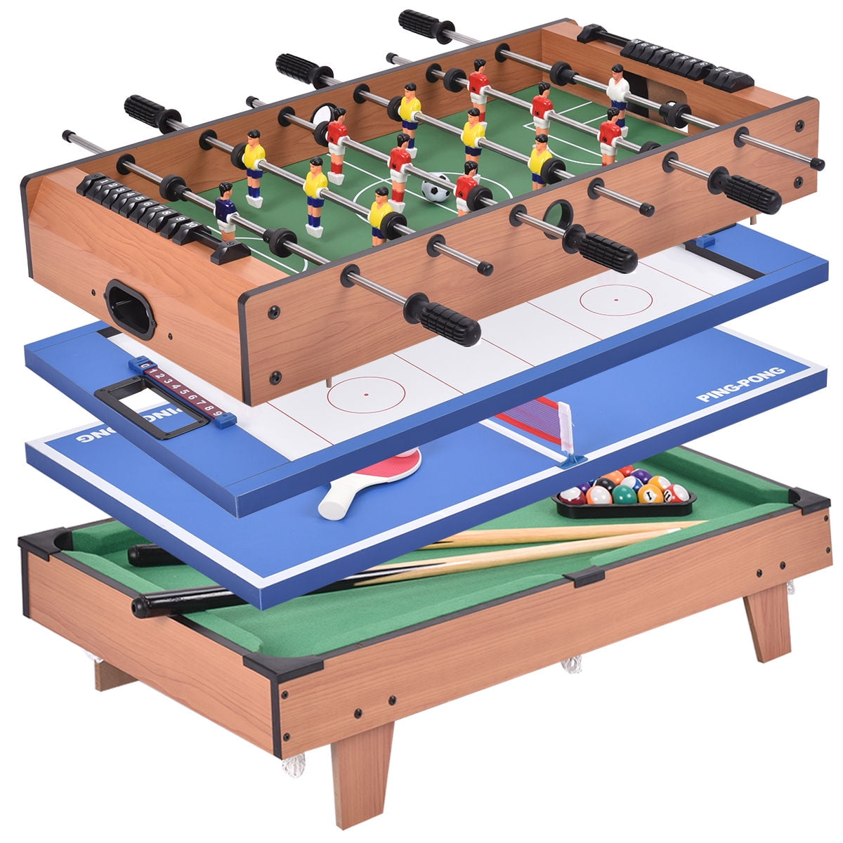 Football Table Tennis Billiards For Kids Teens Multi Gaming Table 4 in 1 Hockey 
