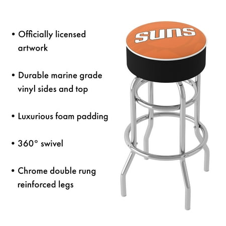 Phoenix Suns NBA Fade Padded Swivel Bar Stool - Orange, White, Black