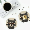 thumbnail image 4 of Vsdgher Retro Raccoon Graphic Print Leather Coasters for Drinks, Durable Drink Coasters 4 Set for Tabletop Protection, Luxurious Home Décor and Housewarming Gift-Octagon, 4 of 6