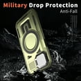 thumbnail image 4 of for iPhone 15 Plus Armor Case with Stand, [Compatible with MagSafe] [Built-in Camera Cover Kickstand] Heavy Duty Rugged Strong Magnetic Hard Phone Case for iPhone 15 Plus, Olivegreen, 4 of 6