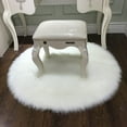 thumbnail image 2 of Round Mat Home Decor Faux Fur Sheepskin Rugs Kids Carpet Nursery Bedroom Fluffy Rug Shaggy Area Rug, Diameter 2ft White, 2 of 7
