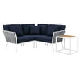 thumbnail image 1 of Lounge Sectional Sofa Chair Table Set, Navy White, Aluminum, Metal, Fabric, Modern Contemporary, Outdoor Patio Balcony Cafe Bistro Garden Furniture Hotel Hospitality, 1 of 10