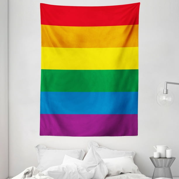 Pride Tapestry, Horizontal Rainbow Colored Flag of Gay Parade Freedom ...