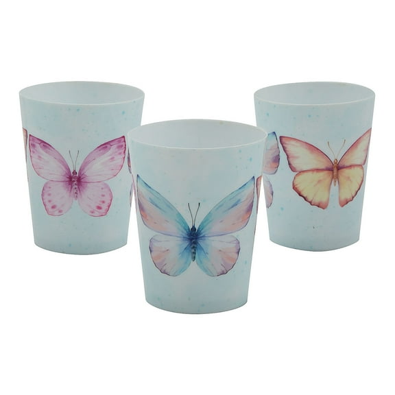 4 1/2" 16 oz. Butterfly Party Reusable Plastic Favor Cups - 8 Count