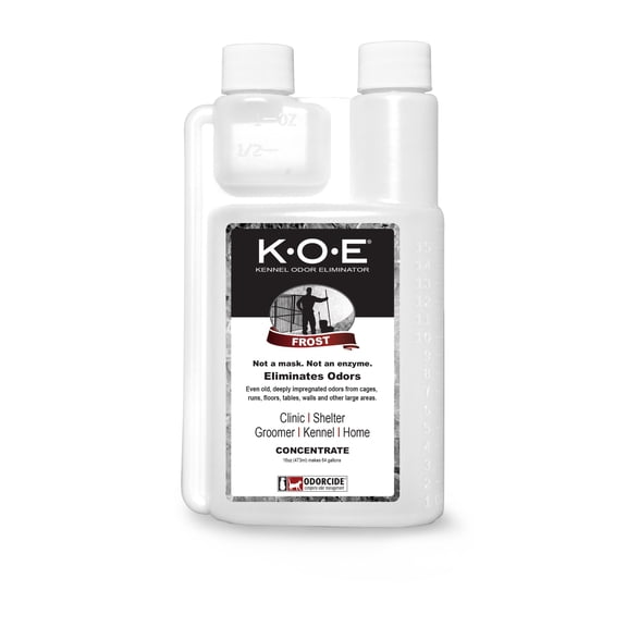 Odorcide K.O.E Kennel Odor Eliminator Concentrate – For Cages, Runs & More – For Home & Kennel w/Safe, Non-Enzymatic Formula - Frost Scent - 16 oz
