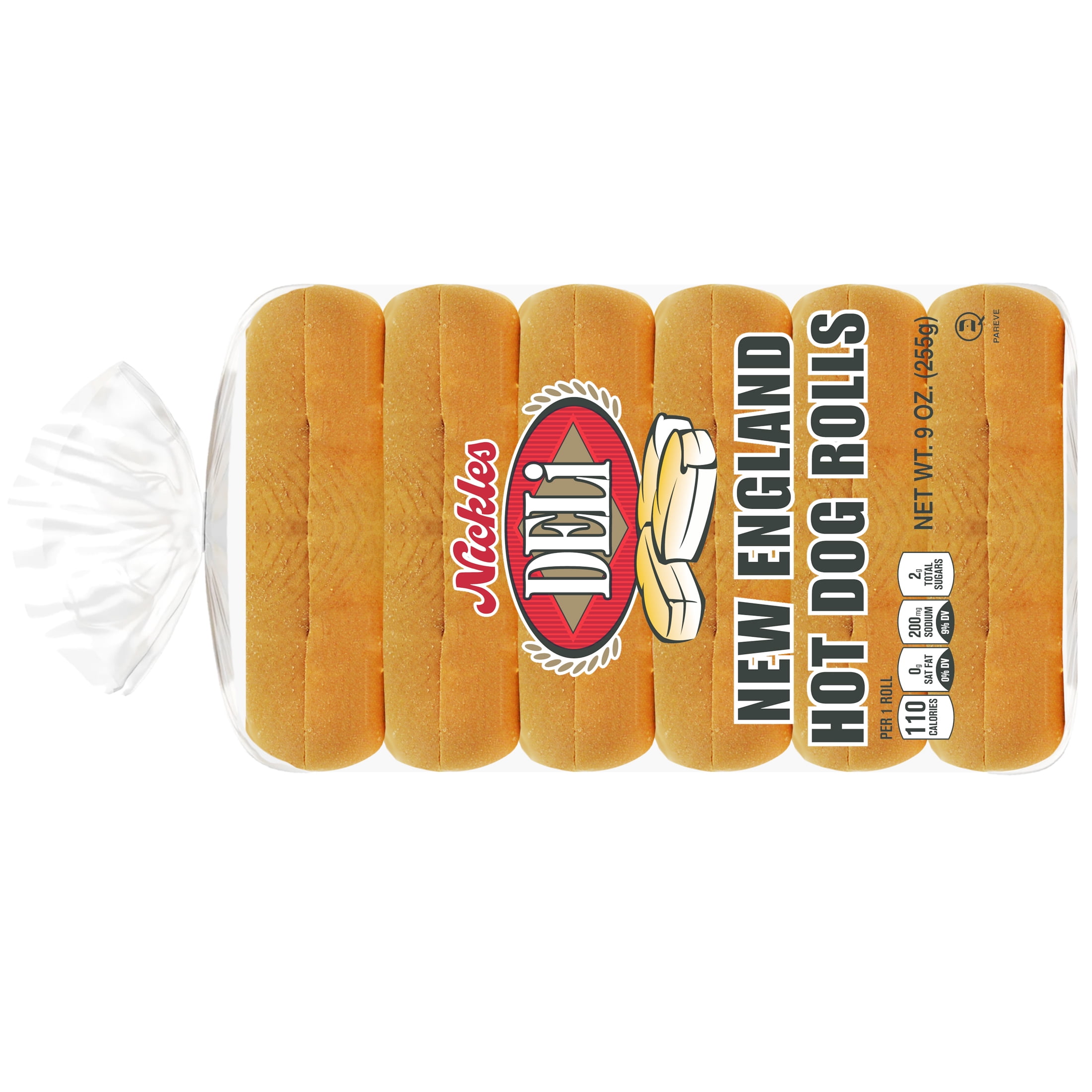 Nickles Bakery Deli Style New England Hot Dog Rolls, 6-Inch, 6