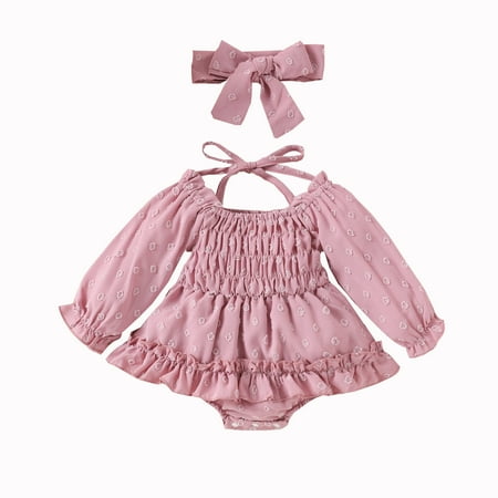 

Baby Girl Outfit Sets Cute Romper Long Sleeve Ruched Bodysuit Comfy Clothes Skin Friendly Sports Baby Boy Outfit Set