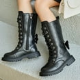 thumbnail image 2 of Eltusu Little Girls Riding Boots, No Slip Lace-Up Mid-Calf Warm Winter Shoes Black Size 10(Little Kids), 2 of 7