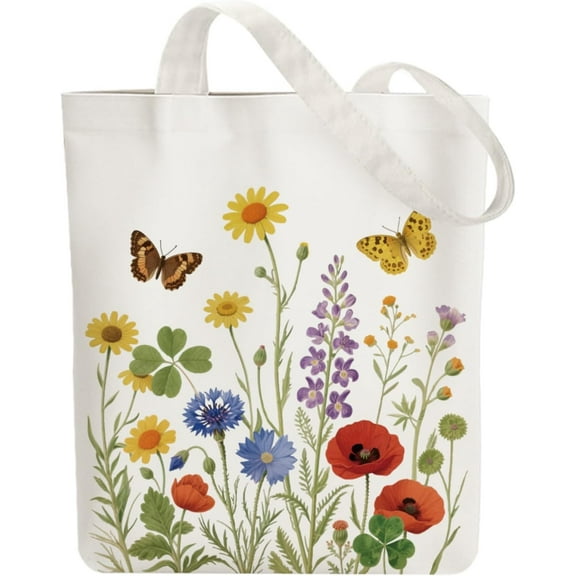 1pc Canvas Tote Bag Reusable Cotton Bag Cloth with Zipper Pockets Cloth