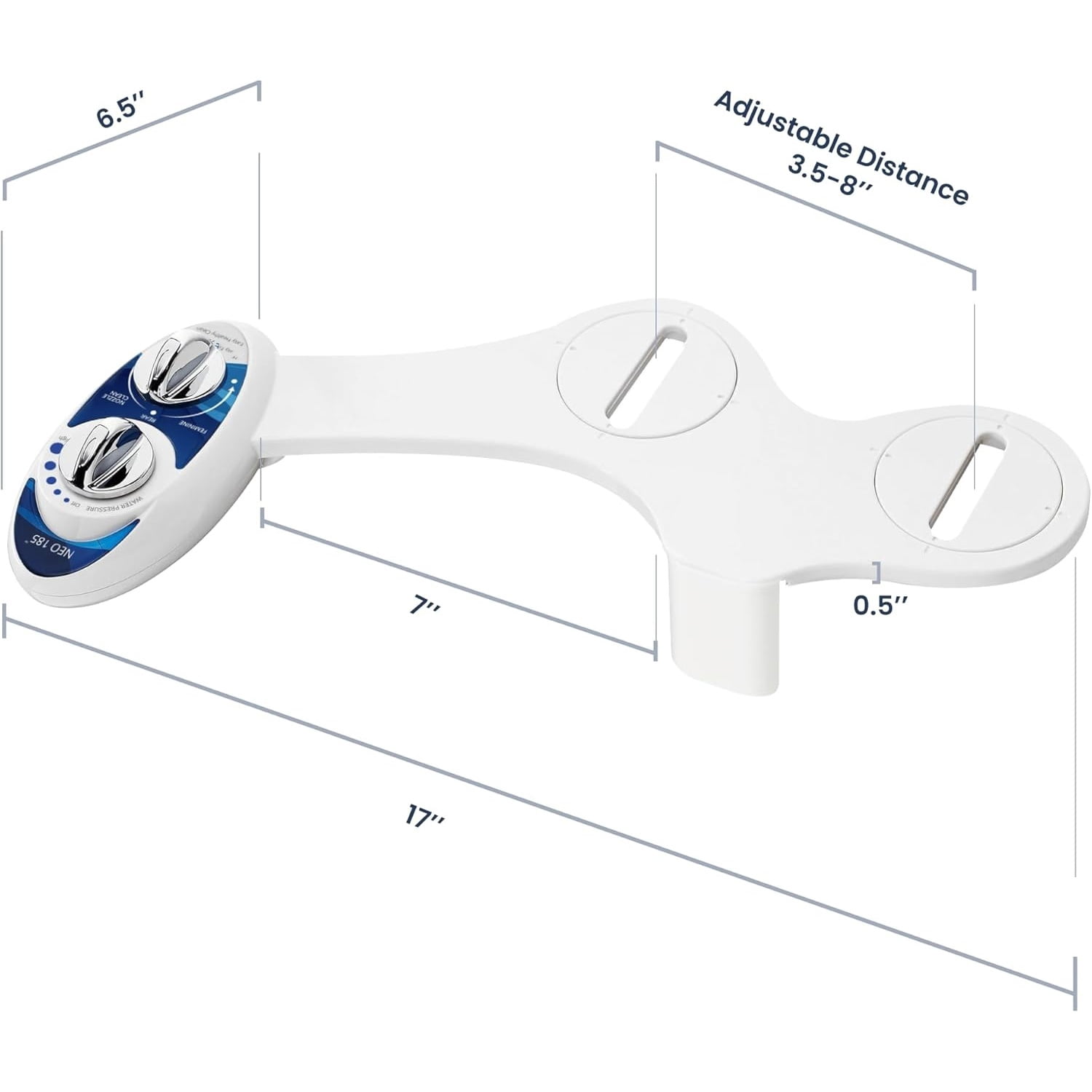 Dual Nozzle, Self-Cleaning, Non-Electric Bidet Attachment for Toilet Seat, Adjustable Water Pressure, Rear & Feminine Wash (Blue)