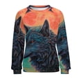 thumbnail image 7 of Colorful Lone Wolf Womens Casual Crewneck Sweatshirt Long Sleeve Tops Cute Pullover Loose Fit, 7 of 7
