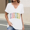 thumbnail image 2 of Corto para las Mujeres Casual Verano 2025 Pascua Impresión V-Cuello Camiseta, Ligero 95% Poliéster 5% Spandex Top para Toda la Temporada Hogar Y Diario, 2 of 7