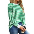 thumbnail image 3 of Fantaslook Striped Long Sleeve Shirts for Women Crewneck Tunic Tops Color Block Blouses Fall Pullover, 3 of 7