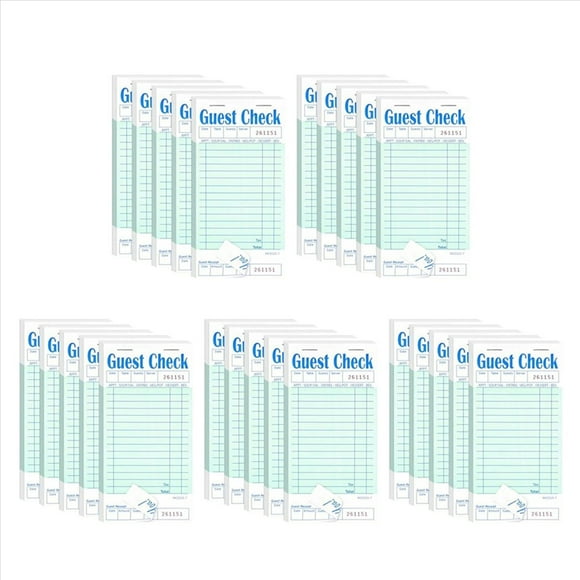 Paquete de 25 Talonarios de Cheques para Invitados,Blocs de Notas de Servidor Talonario de Cheques de Camarero Verde,Bloc de Pedidos de Restaurante,50 Hojas/Paquete