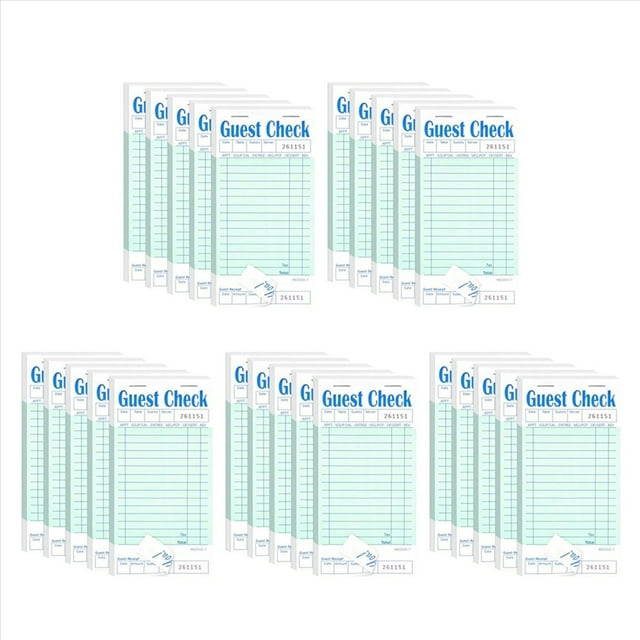 25 Pack Guest Check Books, Server Note Pads for Restaurant, Green Waiter Checkbook, Restaurant Order Pad 50 Sheets/Pack,25 pack x guest check pads(50 sheet/pack, 1250 sheet in total),Green