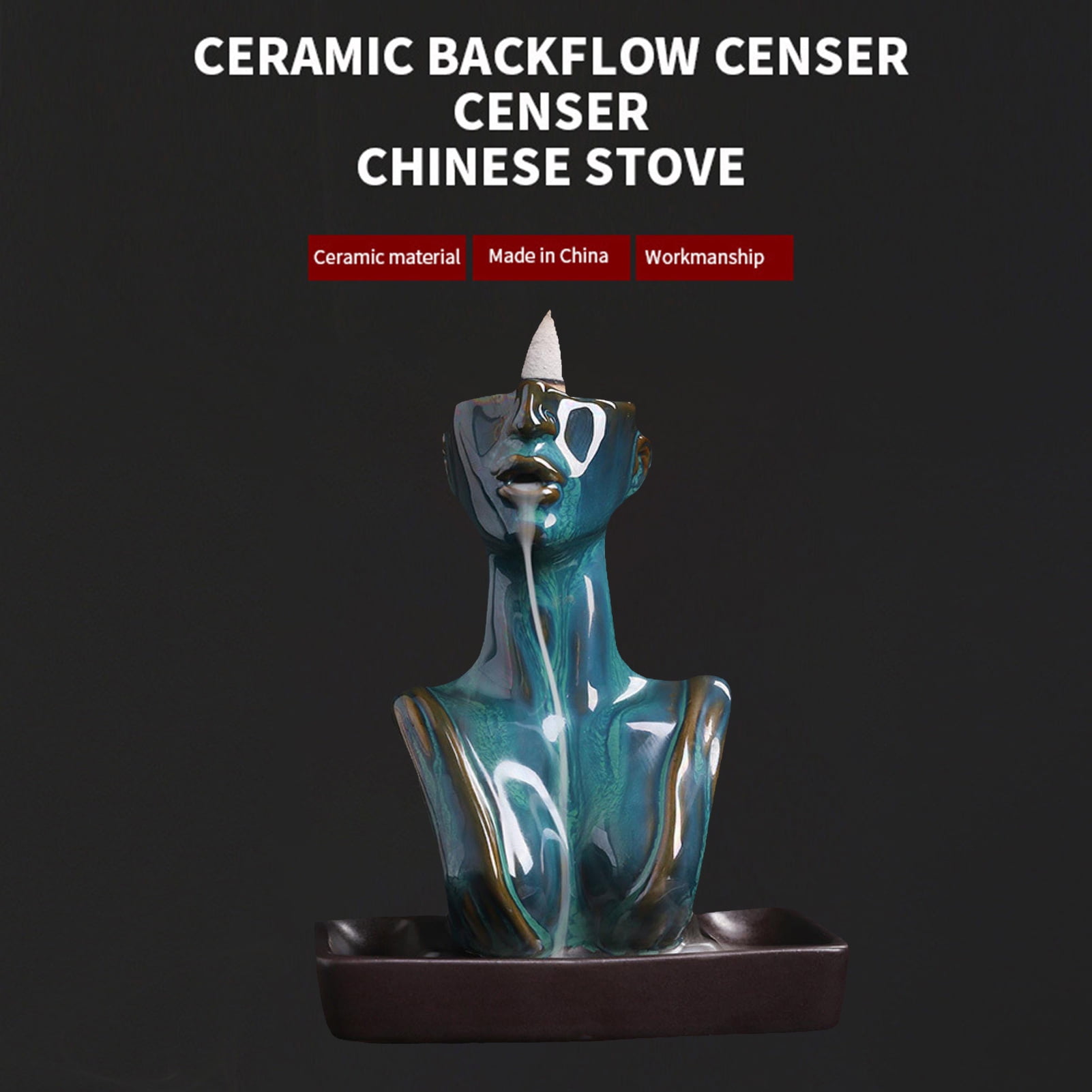 Honrane Incense Burner Half Head Opening Mouth Smooth Edge Clear