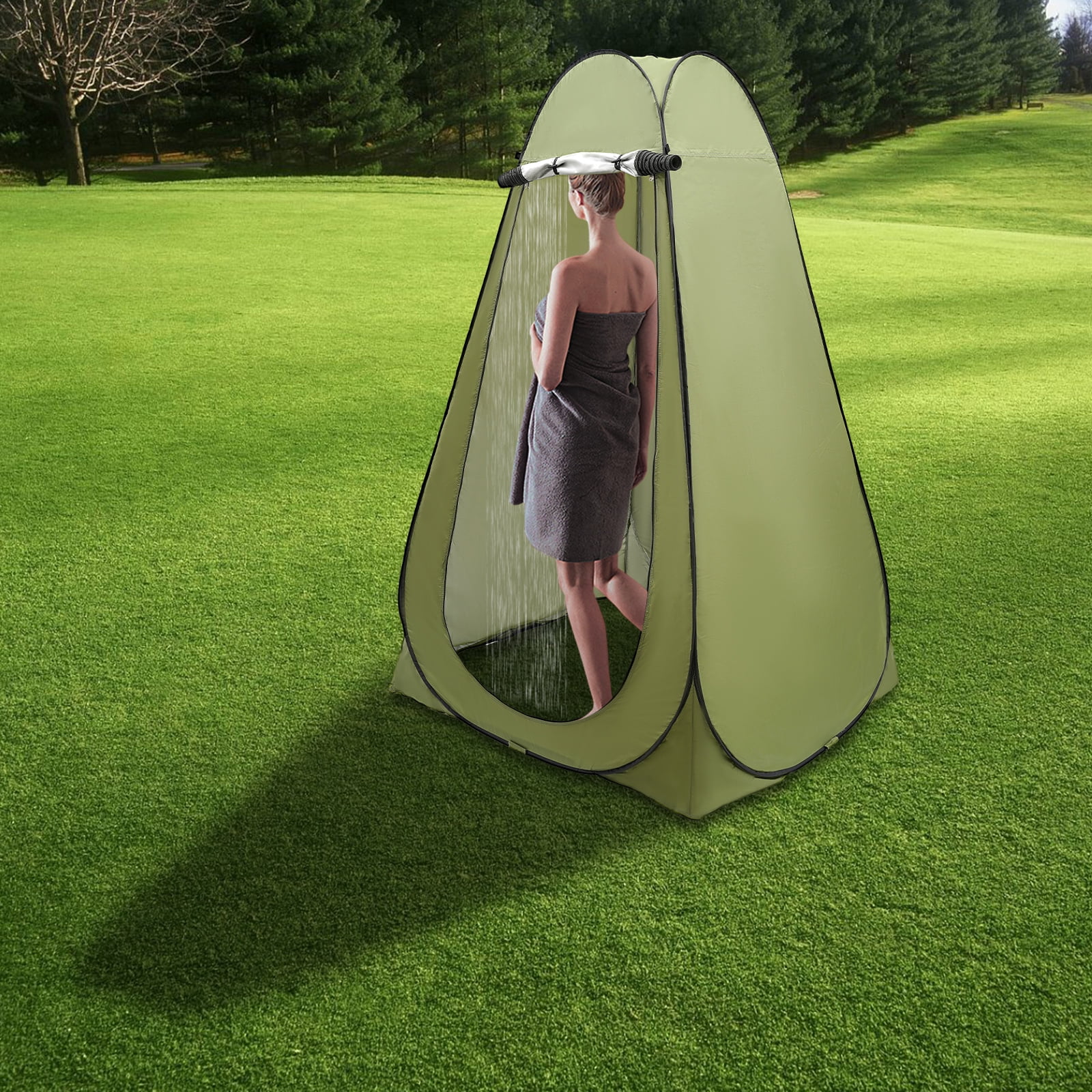 Multi-Purpose Camping Tent, 3.94x3.94x6.23ft Green 170T Material, Silver Coated for Sun/Water Resistance, 4 Pegs Stability, Ideal for Beach/Photography/Storage