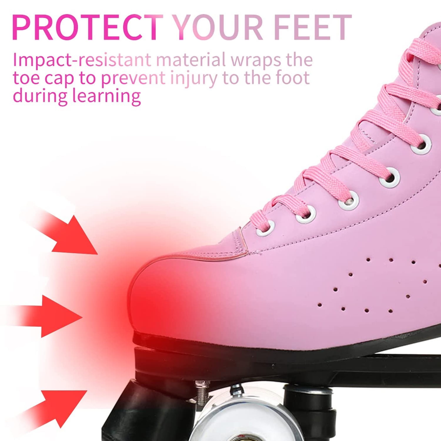FACNOATIHN Roller Skate, Classic Fashion Skates for Adults Kids with Light up Wheels, Pink(Women's 10.5)